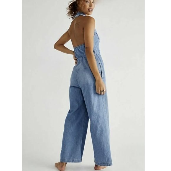Free People Margot Blue Denim Jumpsuit - Picture 12 of 12